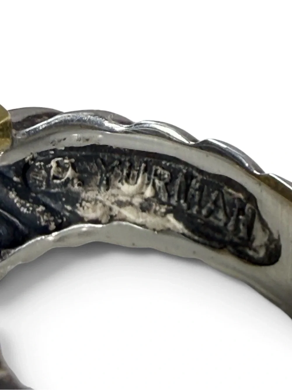 David Yurman Noblesse Diamond Ring 18k Yellow Gold & Sterling Silver Size 6